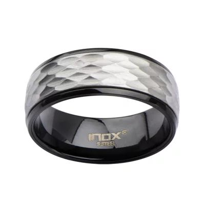 Mens Hammered Two-Tone Stainless Steel Band