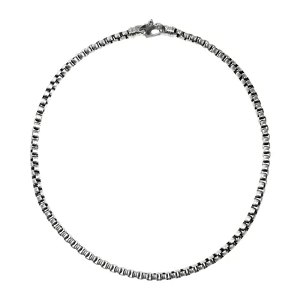 Mens Stainless Steel 24" Round Box Chain Necklace