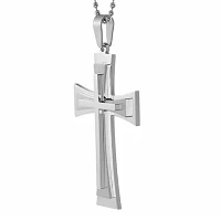 Mens Stainless Steel Triple Layer Cross Pendant