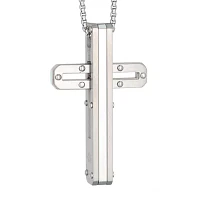 Mens Stainless Steel Cross Pendant Necklace