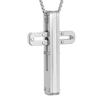 Mens Stainless Steel Cross Pendant Necklace