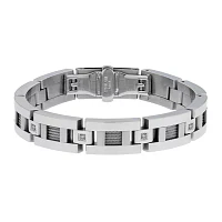 Mens 1/10 CT. T.W. Diamond Stainless Steel Link Bracelet