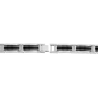 Mens 1/10 CT. T.W. Diamond Stainless Steel and Carbon Fiber Link Bracelet