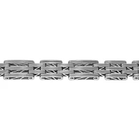 Mens Stainless Steel Chain Bracelet with Lock Extender