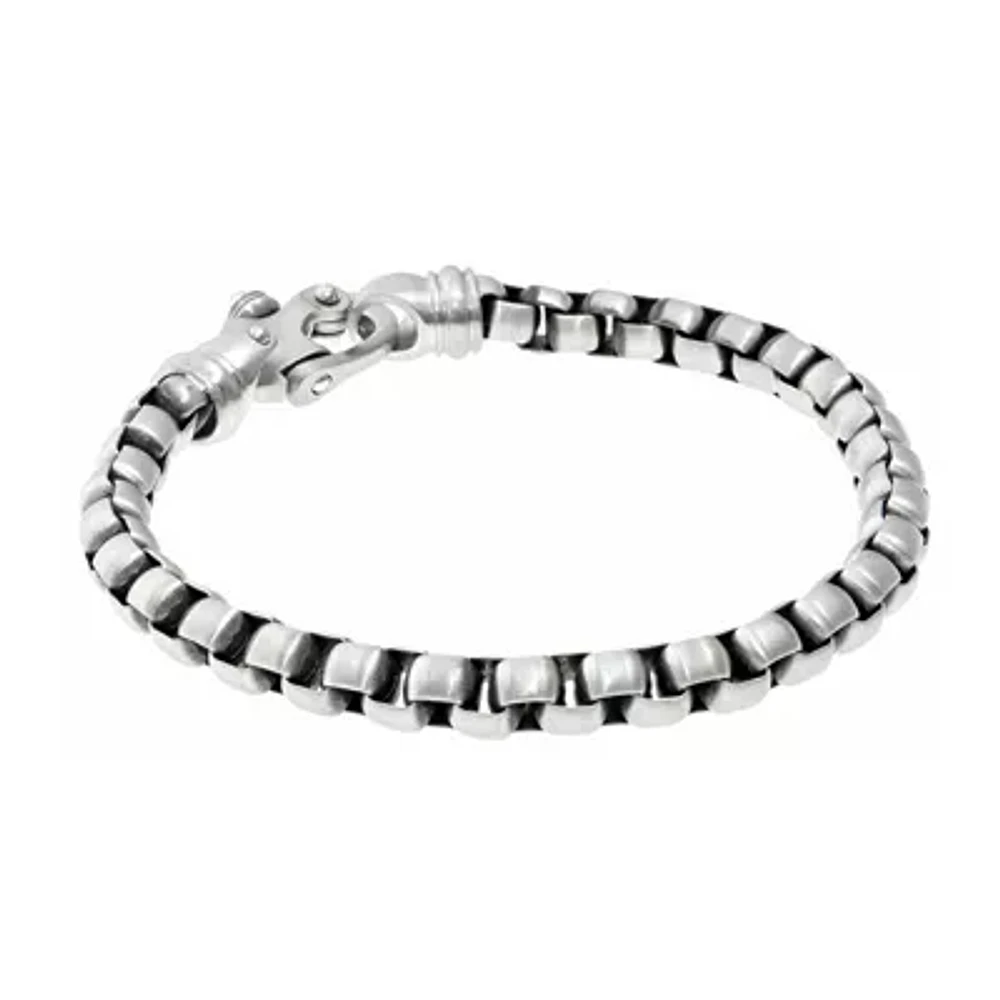 Mens Stainless Steel Round Box Chain Bracelet with Fancy Clasp