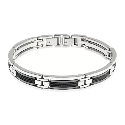 Mens Stainless Steel Chain and Ceramic Link Bracelet