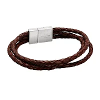 Mens Leather Stainless Steel Bracelet