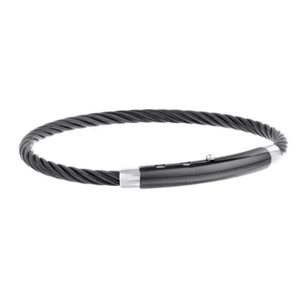 Mens Black IP Stainless Steel Chain Bracelet