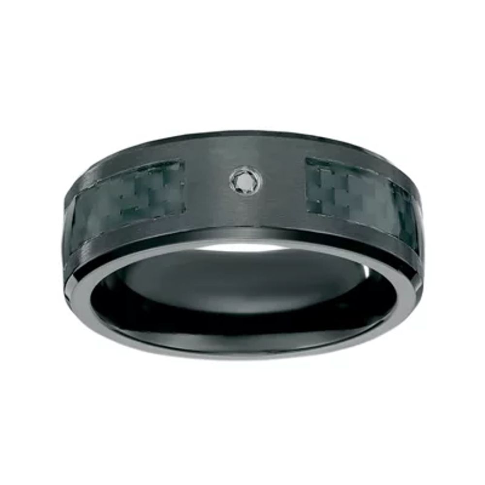 Mens Diamond Accent Black Zirconium Band Ring