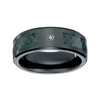 Mens Diamond Accent Black Zirconium Band Ring