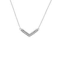 Womens 1/10 CT. T.W. Natural White Diamond 10K Gold Chevron Necklaces