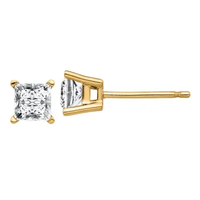 3/4 CT. T.W. White Moissanite 14K Gold 4mm Square Stud Earrings