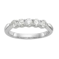 4MM 1 CT. T.W. White Moissanite 14K Gold Round 5-Stone Anniversary Band