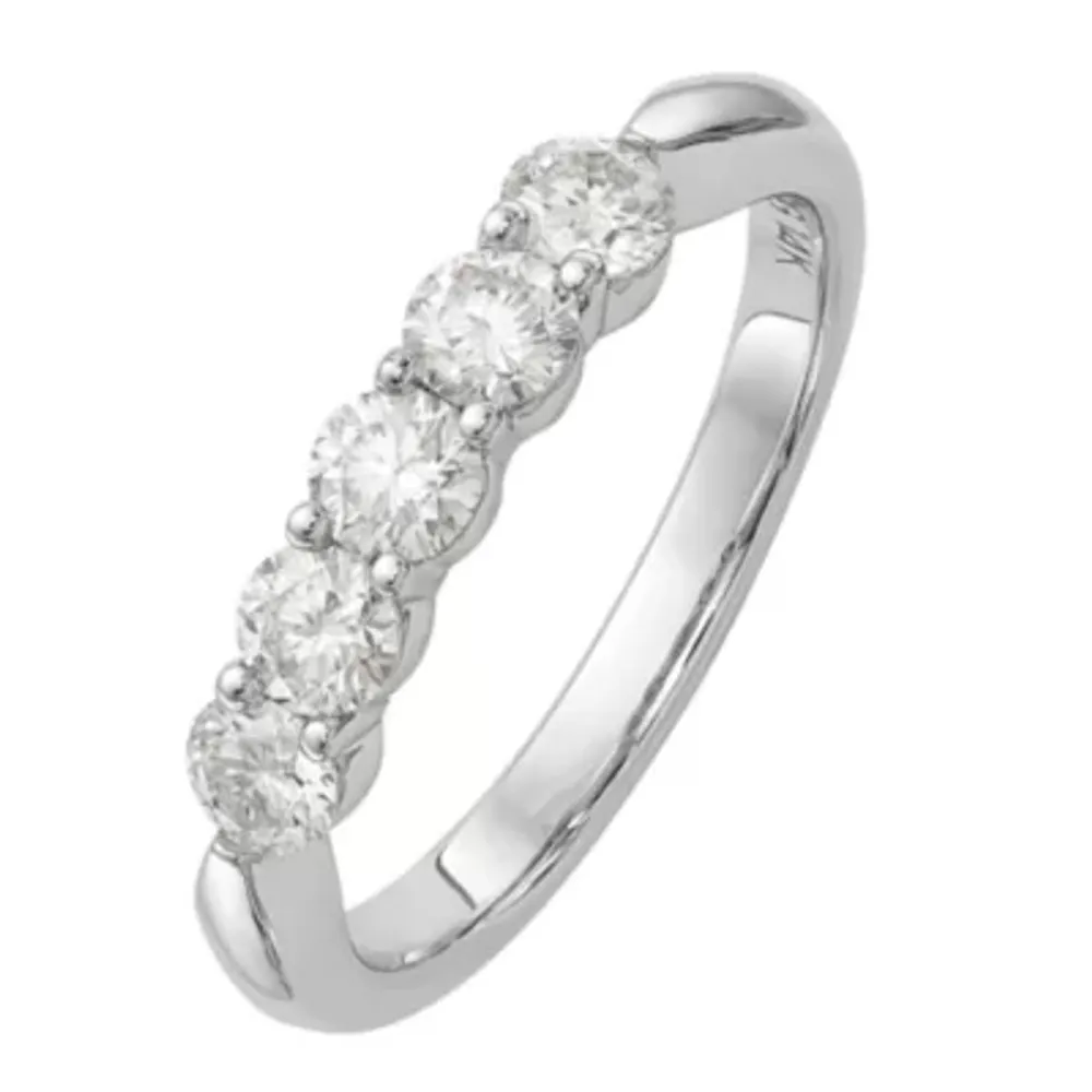 4MM 1 CT. T.W. White Moissanite 14K Gold Round 5-Stone Anniversary Band