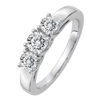 Womens 1 CT. T.W. White Moissanite 14K Gold Round 3-Stone Engagement Ring