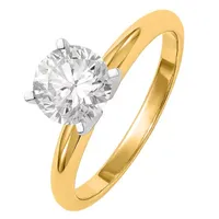 Womens 3/ CT. T.W. White Moissanite 14K Gold Round Solitaire Engagement Ring