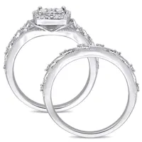 Womens 1/5 CT. T.W. Mined White Diamond Sterling Silver Cushion Halo Bridal Set