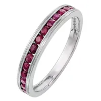 Womens Lab Created Ruby 14K White Gold Wedding Band