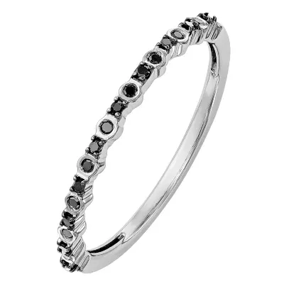 Midnight Black 2MM 1/ CT. T.W. Mined Diamond 14K White Gold Wedding Band