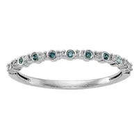 1/10 CT. T.W. Natural Blue Diamond 14K White Gold Wedding Band