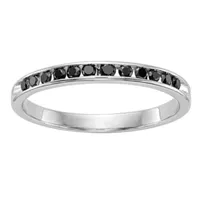 Midnight Black 2MM 1/ CT. T.W. Natural Diamond 14K White Gold Wedding Band