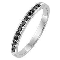 Midnight Black 2MM 1/ CT. T.W. Natural Diamond 14K White Gold Wedding Band