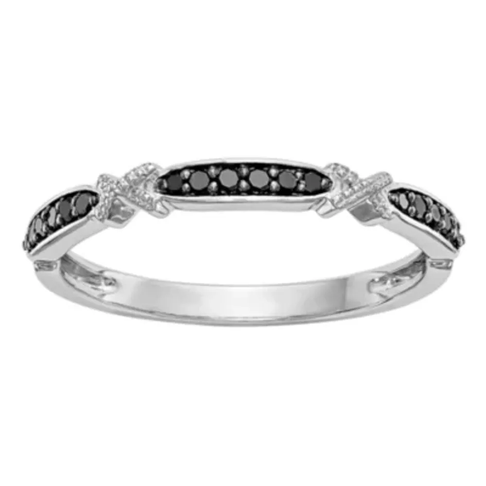Midnight Black 2MM 1/10 CT. T.W. Natural Diamond 14K White Gold Wedding Band