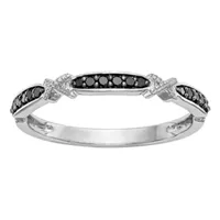 Midnight Black 2MM 1/10 CT. T.W. Natural Diamond 14K White Gold Wedding Band