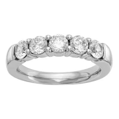 4MM 1 1/4 CT. T.W. Natural White Diamond 14K Gold 5-Stone Anniversary Band