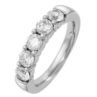 4MM 1 1/4 CT. T.W. Mined White Diamond 14K Gold 5-Stone Anniversary Band