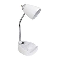 Limelights Gooseneck Organizer Desk Lamp with iPad Tablet Stand Book Holder and Charging Outlet
