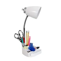 Limelights Gooseneck Organizer Desk Lamp with iPad Tablet Stand Book Holder and Charging Outlet