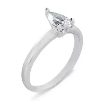 Womens White Cubic Zirconia Sterling Silver Solitaire Engagement Ring