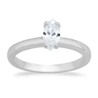 Womens White Cubic Zirconia Sterling Silver Solitaire Engagement Ring