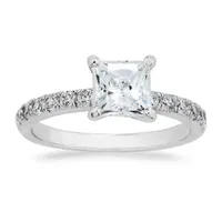 Womens White Cubic Zirconia Sterling Silver Engagement Ring