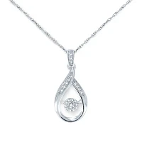 Womens 1/ CT. T.W. Natural White Diamond Sterling Silver Pendant Necklace