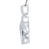 Womens 1/ CT. T.W. Natural White Diamond Sterling Silver Pendant Necklace