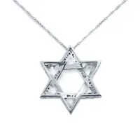 Star Of David Womens 1/10 CT. T.W. Natural White Diamond Sterling Silver Star Pendant Necklace