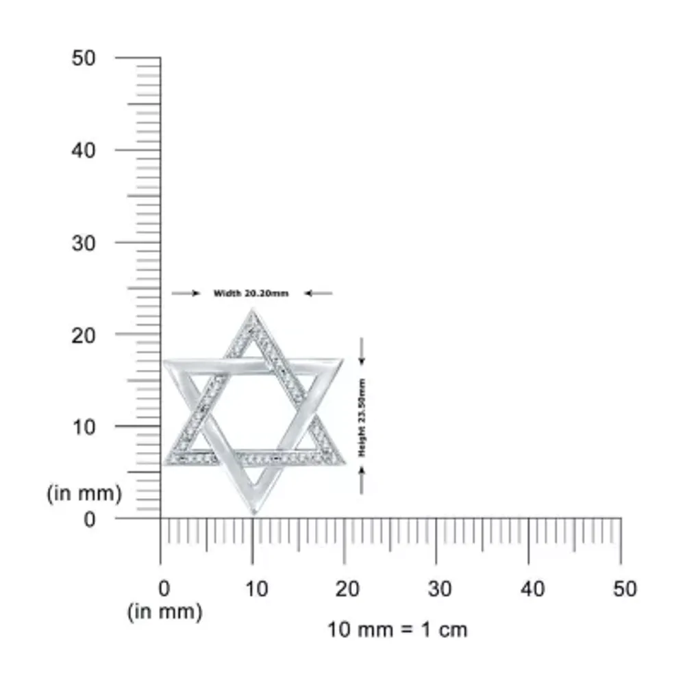 Star Of David Womens 1/10 CT. T.W. Natural White Diamond Sterling Silver Star Pendant Necklace