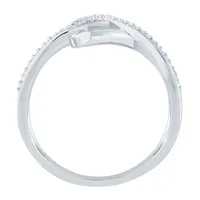 Womens 1/8 CT. T.W. Natural White Diamond Sterling Silver Bypass  Promise Ring