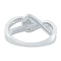 Womens 1/8 CT. T.W. Natural White Diamond Sterling Silver Bypass  Promise Ring