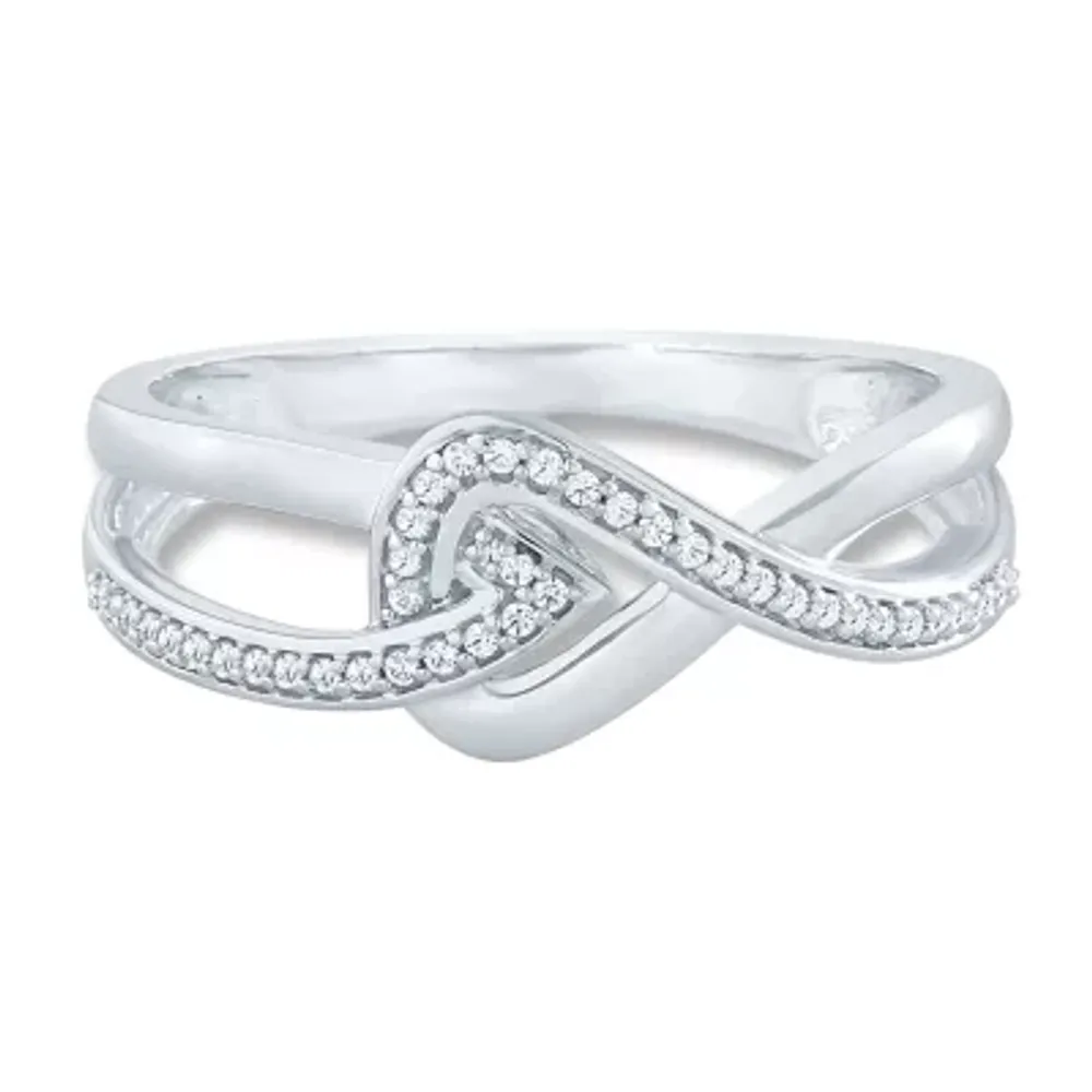 Womens 1/8 CT. T.W. Natural White Diamond Sterling Silver Bypass Promise Ring