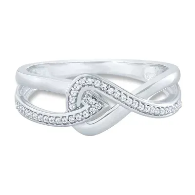 Womens 1/8 CT. T.W. Natural White Diamond Sterling Silver Bypass  Promise Ring