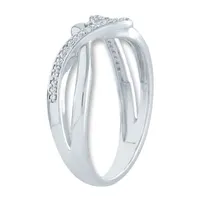 Womens 1/8 CT. T.W. Natural White Diamond Sterling Silver Bypass  Promise Ring