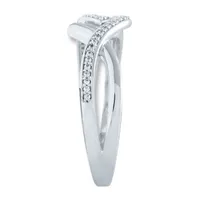 Womens 1/8 CT. T.W. Natural White Diamond Sterling Silver Bypass  Promise Ring