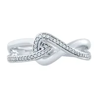 Womens 1/8 CT. T.W. Natural White Diamond Sterling Silver Bypass  Promise Ring