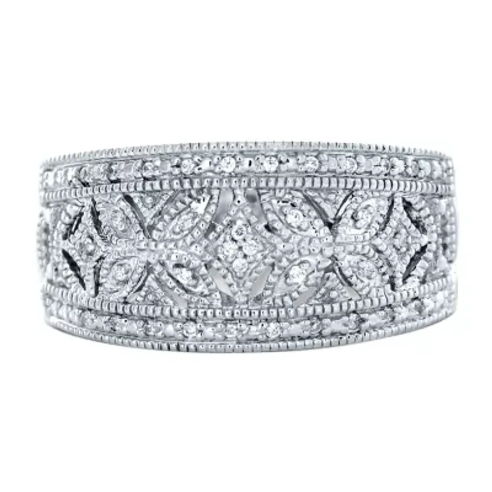 Womens 1/10 CT. T.W. Natural White Diamond Sterling Silver Promise Ring