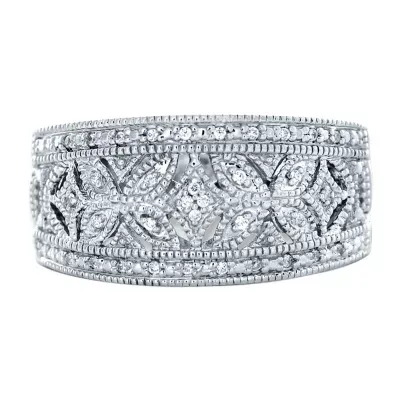 Womens 1/10 CT. T.W. Natural White Diamond Sterling Silver Promise Ring