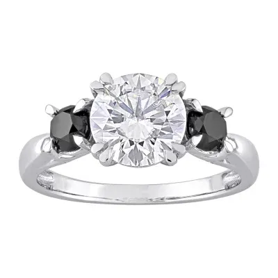 Womens 3/4 CT. T.W. Lab Created White Moissanite 10K Gold 3-Stone Engagement Ring