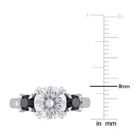 Womens 3/4 CT. T.W. Lab Created White Moissanite 10K Gold 3-Stone Engagement Ring